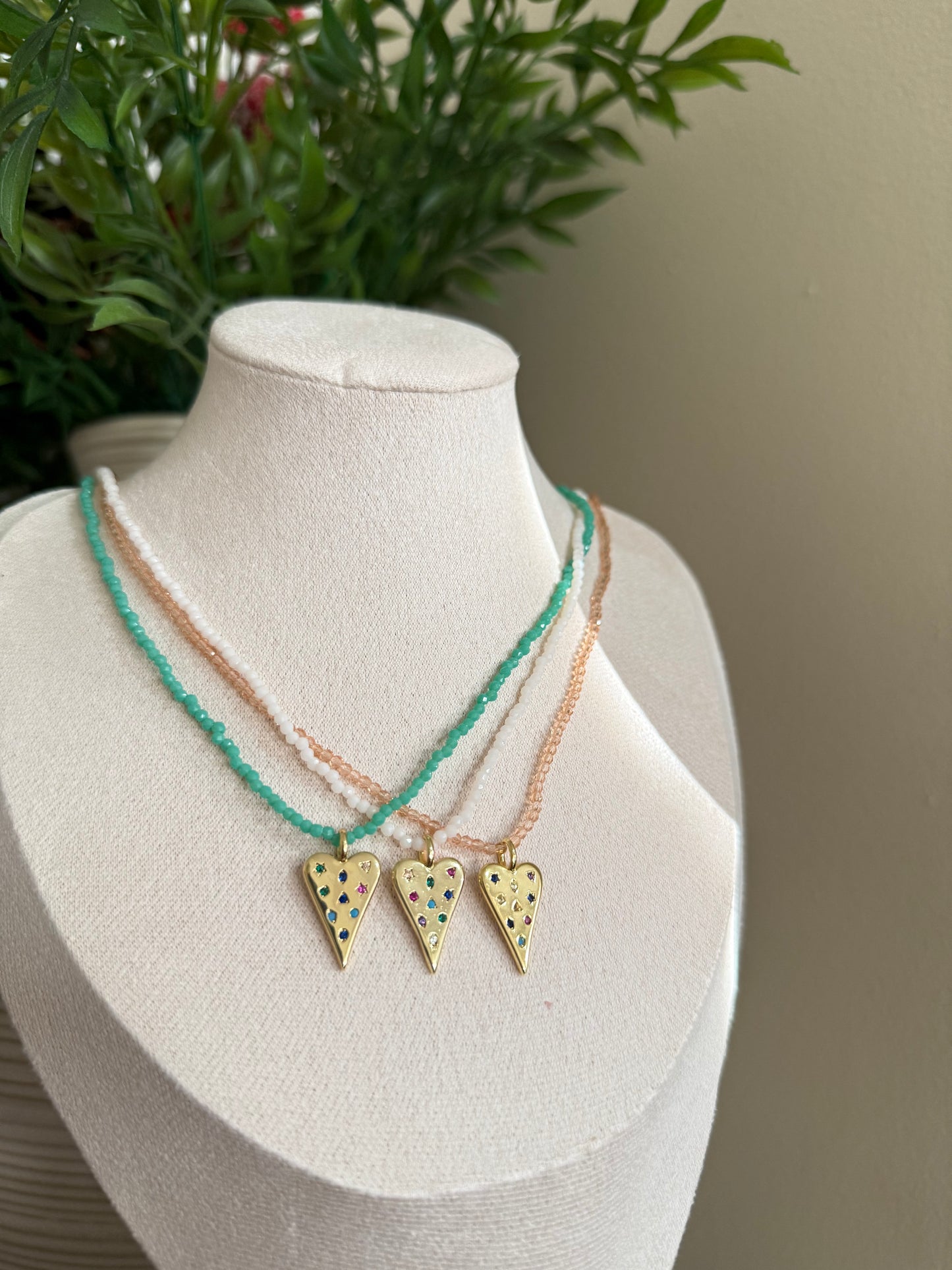 Multi-Gem Heart Necklace