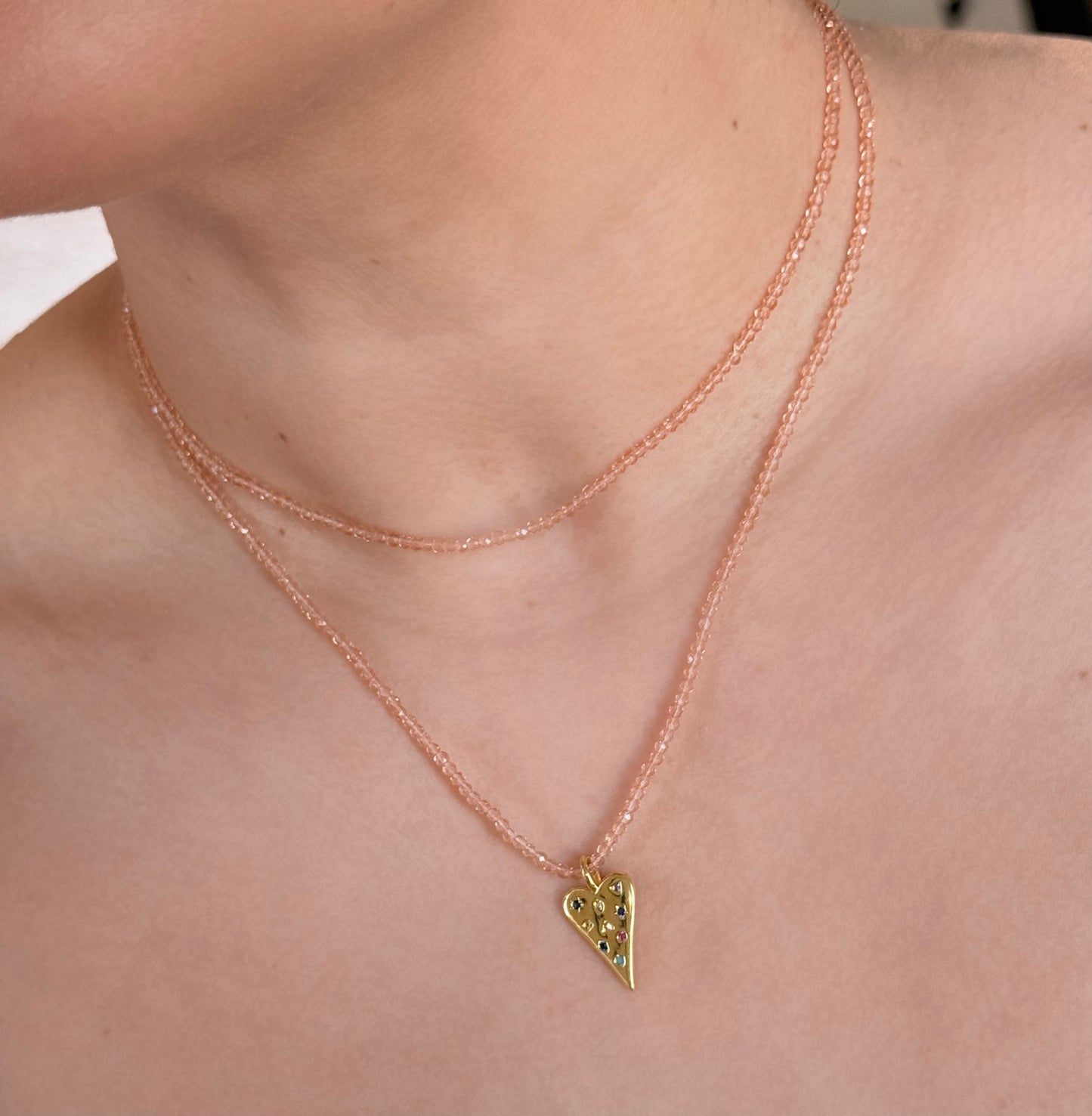 Multi-Gem Heart Necklace